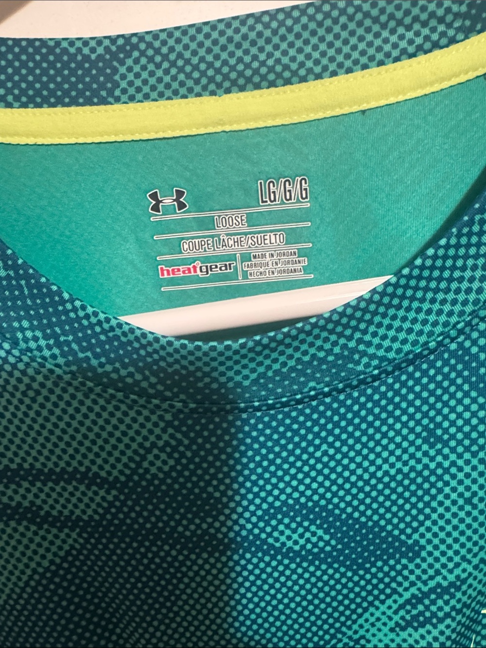 Under Armour Teal and Yellow Performance HeatGear Tee